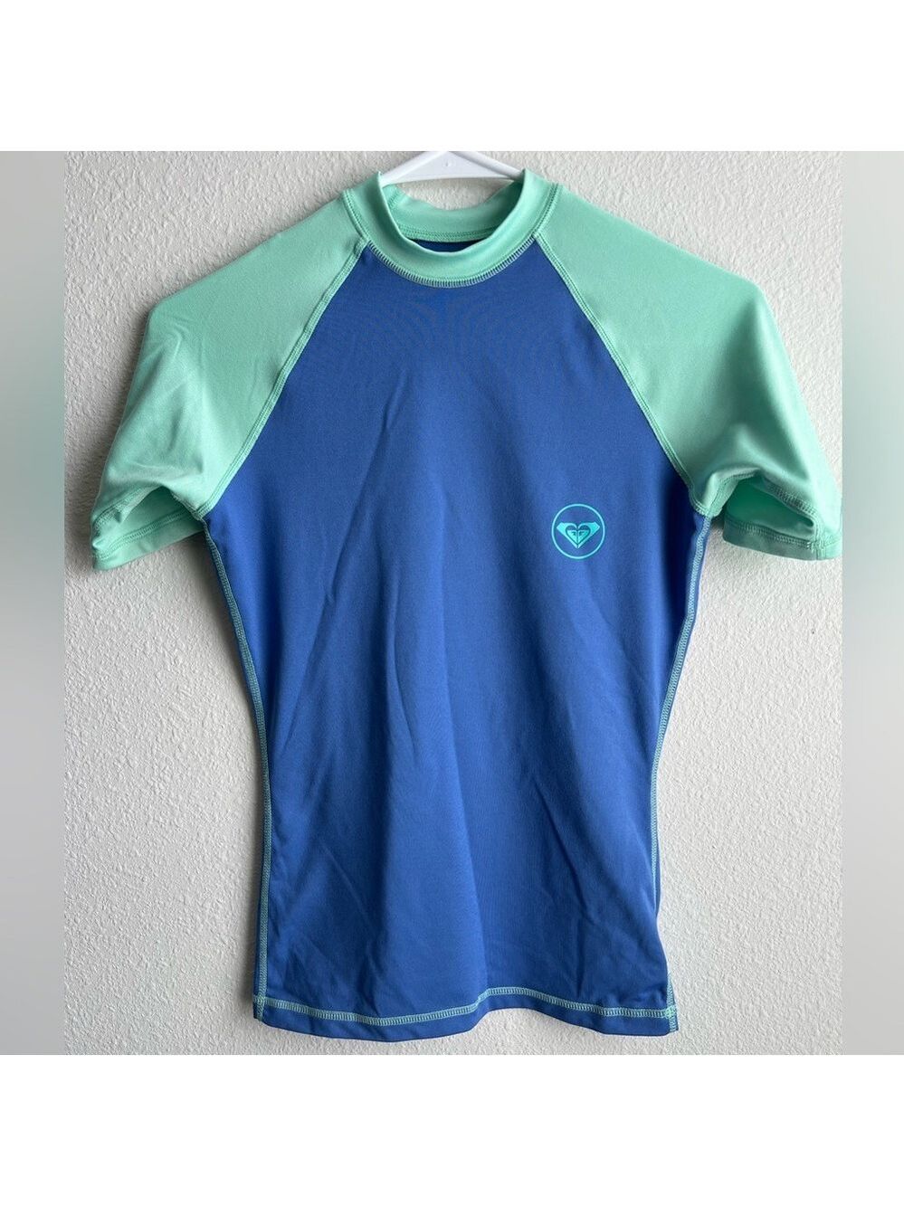 Roxy Girls’s Blue & Mint Short Sleeve Swim Rash Guard